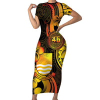 Personalised Kiribati Independence Day Short Sleeve Bodycon Dress 46th Anniversary