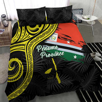 Vanuatu Penama Day Bedding Set Grunge Flag Style - Polynesian Pride