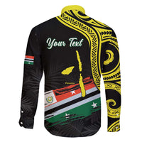 Personalised Vanuatu Penama Day Family Matching Short Sleeve Bodycon Dress and Hawaiian Shirt Grunge Flag Style LT05 - Polynesian Pride