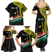 Personalised Vanuatu Penama Day Family Matching Summer Maxi Dress and Hawaiian Shirt Grunge Flag Style LT05 - Polynesian Pride