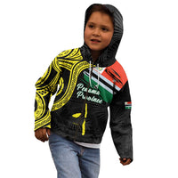 Personalised Vanuatu Penama Day Kid Hoodie Grunge Flag Style - Polynesian Pride