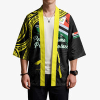 Personalised Vanuatu Penama Day Kimono Grunge Flag Style - Polynesian Pride