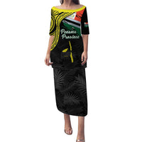 Personalised Vanuatu Penama Day Puletasi Grunge Flag Style LT05 Long Dress Black - Polynesian Pride