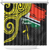 Vanuatu Penama Day Shower Curtain Grunge Flag Style LT05 Black - Polynesian Pride