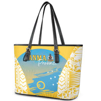Vanuatu Sanma Day Leather Tote Bag Special Style - Polynesian Pride