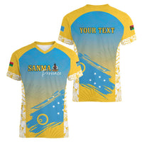 Personalised Vanuatu Sanma Day Women V-Neck T-Shirt Special Style - Polynesian Pride