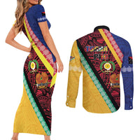 Love Torba PNG Day Couples Matching Short Sleeve Bodycon Dress and Long Sleeve Button Shirt Together We Grow - Polynesian Pride