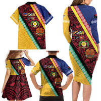 Love Torba PNG Day Family Matching Long Sleeve Bodycon Dress and Hawaiian Shirt Together We Grow - Polynesian Pride