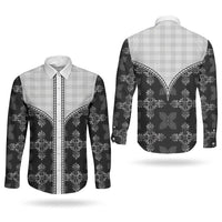 Black Hawaii Paniolo Quilt Motif Couples Matching Summer Maxi Dress and Long Sleeve Button Shirt LT05 - Polynesian Pride