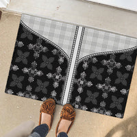 Black Hawaii Paniolo Quilt Motif Rubber Doormat LT05 - Polynesian Pride