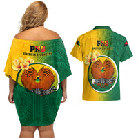 Papua New Guinea Enga Province Couples Matching Off Shoulder Short Dress and Hawaiian Shirt Mix Coat Of Arms Polynesian Pattern LT05 - Polynesian Pride