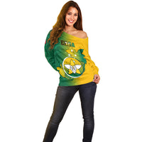 Personalized Papua New Guinea Enga Province Off Shoulder Sweater Mix Coat Of Arms Polynesian Pattern LT05 - Polynesian Pride