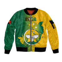 Personalized Papua New Guinea Enga Province Sleeve Zip Bomber Jacket Mix Coat Of Arms Polynesian Pattern LT05 Unisex Green - Polynesian Pride