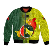 Personalized Papua New Guinea Oro Province Bomber Jacket Mix Coat Of Arms Polynesian Pattern LT05 Unisex Yellow - Polynesian Pride