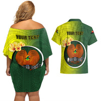 Personalized Papua New Guinea Oro Province Couples Matching Off Shoulder Short Dress and Hawaiian Shirt Mix Coat Of Arms Polynesian Pattern LT05 - Polynesian Pride