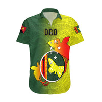 Personalized Papua New Guinea Oro Province Hawaiian Shirt Mix Coat Of Arms Polynesian Pattern LT05 Yellow - Polynesian Pride