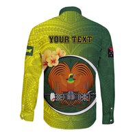 Personalized Papua New Guinea Oro Province Long Sleeve Button Shirt Mix Coat Of Arms Polynesian Pattern LT05 - Polynesian Pride
