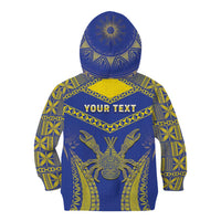 Personalised Niue The Rock Of Polynesia Kid Hoodie Peniamina Gospel Day Blue Version