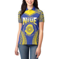 Personalised Niue The Rock Of Polynesia Women Polo Shirt Peniamina Gospel Day Blue Version