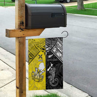 New Zealand Maori And Niue Hiapo Garden Flag Lizard And Coconut Crab Together