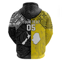 Custom New Zealand Maori And Niue Hiapo Hoodie Lizard And Coconut Crab Together