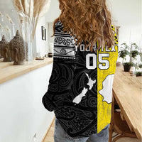 Custom New Zealand Maori And Niue Hiapo Women Casual Shirt Lizard And Coconut Crab Together