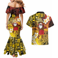 Papua New Guinea Retro Christmas Couples Matching Mermaid Dress and Hawaiian Shirt Hamamas Krismas - Polynesian Pride