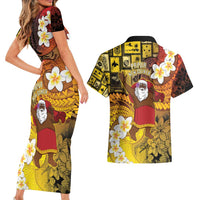 Papua New Guinea Retro Christmas Couples Matching Short Sleeve Bodycon Dress and Hawaiian Shirt Hamamas Krismas - Polynesian Pride