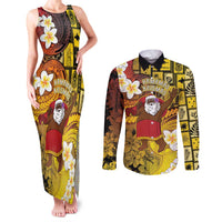 Papua New Guinea Retro Christmas Couples Matching Tank Maxi Dress and Long Sleeve Button Shirt Hamamas Krismas - Polynesian Pride