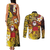 Papua New Guinea Retro Christmas Couples Matching Tank Maxi Dress and Long Sleeve Button Shirt Hamamas Krismas - Polynesian Pride