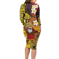 Papua New Guinea Retro Christmas Family Matching Long Sleeve Bodycon Dress and Hawaiian Shirt Hamamas Krismas - Polynesian Pride
