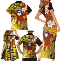 Papua New Guinea Retro Christmas Family Matching Short Sleeve Bodycon Dress and Hawaiian Shirt Hamamas Krismas - Polynesian Pride