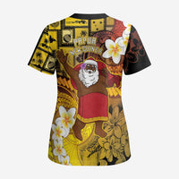 Papua New Guinea Retro Christmas Scrub Top Hamamas Krismas - Polynesian Pride