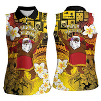 Papua New Guinea Retro Christmas Women Sleeveless Polo Shirt Hamamas Krismas - Polynesian Pride