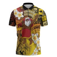 Papua New Guinea Retro Christmas Zipper Polo Shirt Hamamas Krismas - Polynesian Pride