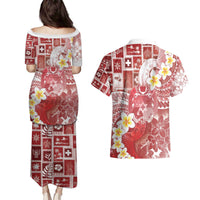 Tonga Christmas Couples Matching Puletasi and Hawaiian Shirt Kilisimasi Fiefia Retro Style Red - Polynesian Pride