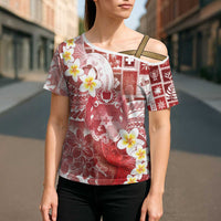 Tonga Christmas Cross Shoulder Shirt Kilisimasi Fiefia Retro Style Red - Polynesian Pride