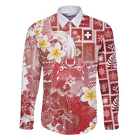 Tonga Christmas Family Matching Off The Shoulder Long Sleeve Dress and Hawaiian Shirt Kilisimasi Fiefia Retro Style Red - Polynesian Pride