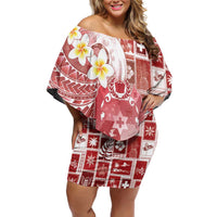 Tonga Christmas Family Matching Off Shoulder Short Dress and Hawaiian Shirt Kilisimasi Fiefia Retro Style Red - Polynesian Pride