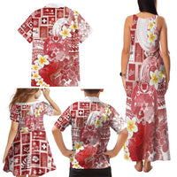 Tonga Christmas Family Matching Tank Maxi Dress and Hawaiian Shirt Kilisimasi Fiefia Retro Style Red - Polynesian Pride