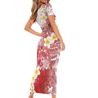 Tonga Christmas Short Sleeve Bodycon Dress Kilisimasi Fiefia Retro Style Red - Polynesian Pride