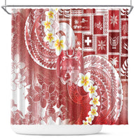 Tonga Christmas Shower Curtain Kilisimasi Fiefia Retro Style Red - Polynesian Pride
