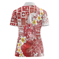 Tonga Christmas Women Polo Shirt Kilisimasi Fiefia Retro Style Red - Polynesian Pride