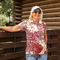 Tonga Christmas Women Polo Shirt Kilisimasi Fiefia Retro Style Red - Polynesian Pride