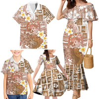 Tonga Christmas Family Matching Mermaid Dress and Hawaiian Shirt Kilisimasi Fiefia Retro Style Brown - Polynesian Pride