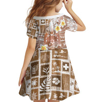 Tonga Christmas Family Matching Off Shoulder Short Dress and Hawaiian Shirt Kilisimasi Fiefia Retro Style Brown - Polynesian Pride