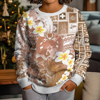 Tonga Christmas Kid Ugly Christmas Sweater Kilisimasi Fiefia Retro Style Brown - Polynesian Pride