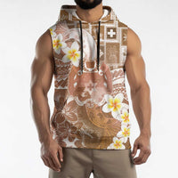 Tonga Christmas Sleeveless Hoodie Kilisimasi Fiefia Retro Style Brown LT05 - Polynesian Pride