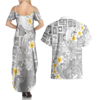 Tonga Christmas Couples Matching Summer Maxi Dress and Hawaiian Shirt Kilisimasi Fiefia Retro Style White LT05 - Polynesian Pride