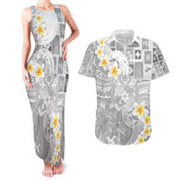Tonga Christmas Couples Matching Tank Maxi Dress and Hawaiian Shirt Kilisimasi Fiefia Retro Style White LT05 White - Polynesian Pride